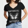 Introverted Introvert Antisocial Butterfly Women's Jersey Short Sleeve Deep V-Neck Tshirt