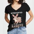 Introverted Rabbits Bunny Lover Rabbit Introvert Women's Jersey Short Sleeve Deep V-Neck Tshirt