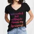Introverted Willing To Discuss Housecat Introvert Women's Jersey Short Sleeve Deep V-Neck Tshirt