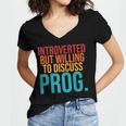Introverted But Willing To Discuss Prog Rock Music Lover Women's Jersey Short Sleeve Deep V-Neck Tshirt