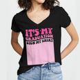 It's My Graduation Sign My Shirt Groovy Girls Graduation Women's Jersey Short Sleeve Deep V-Neck Tshirt