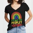It's Way Too Peopley Outside Anti Social Introvert Women's Jersey Short Sleeve Deep V-Neck Tshirt