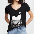 It's Way Too Peopley Outside Cute Cat Introvert Women's Jersey Short Sleeve Deep V-Neck Tshirt