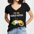 It's Too Peopley Outside Introvert And Cat Lover Men Women Kids Women's Jersey Short Sleeve Deep V-Neck Tshirt