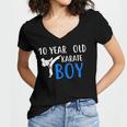 Karate Boy 10 Year Old Kids Shirt Graduation Women's Jersey Short Sleeve Deep V-Neck Tshirt