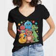 Kidcore Aesthetic Retro Vibes Colorful Cartoon Nostalgia Women's Jersey Short Sleeve Deep V-Neck Tshirt