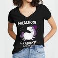 Kids Class Of 2018 Unicorn Preschool Graduation For Girls Women's Jersey Short Sleeve Deep V-Neck Tshirt