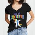 Kids Dabbing Unicorn Kindergarten Graduation See Ya Women's Jersey Short Sleeve Deep V-Neck Tshirt