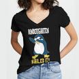 Kids Kindergarten Dabbing Penguin Nailed It Graduation Class 2021 Women's Jersey Short Sleeve Deep V-Neck Tshirt