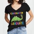 Kids Kindergarten Graduate Dinosaur Kindergarten Graduation Women's Jersey Short Sleeve Deep V-Neck Tshirt