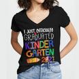 Kids Kindergarten Graduation Class Of 2021 Shirt I Just Graduated Women's Jersey Short Sleeve Deep V-Neck Tshirt
