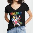 Kids Kindergarten Graduation Shirt Unicorn Graduate Nailed It Women's Jersey Short Sleeve Deep V-Neck Tshirt