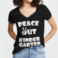 Kids Peace Out Kindergarten For Graduation Women's Jersey Short Sleeve Deep V-Neck Tshirt