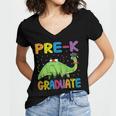 Kids Pre-K Graduate Brontosaurus Dino Pre Kindergarten Graduation Women's Jersey Short Sleeve Deep V-Neck Tshirt