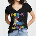 Kids Pre-K Graduate Dinosaur T-Rex Pre Kindergarten Graduation Women's Jersey Short Sleeve Deep V-Neck Tshirt