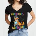 Kids Preschool Graduate Dinosaur Trex Preschool Graduation Women's Jersey Short Sleeve Deep V-Neck Tshirt