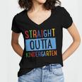 Kids STRAIGHT OUTTA KINDERGARTEN T-SHIRT FUNNY GRADUATION GIFT Women's Jersey Short Sleeve Deep V-Neck Tshirt