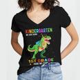 Kindergarten Graduation 1st Here We Come Class 2023 Dinosaur Women's Jersey Short Sleeve Deep V-Neck Tshirt