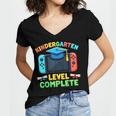 Kindergarten Level Complete Graduation Class 2025 Gamer Boys Women's Jersey Short Sleeve Deep V-Neck Tshirt