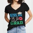 Kiss Me I'm A Grad 2018 Senior Graduation Women's Jersey Short Sleeve Deep V-Neck Tshirt