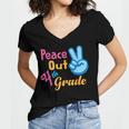 Last Day Of School Peace Out Grade 4 Graduation Kids Women's Jersey Short Sleeve Deep V-Neck Tshirt
