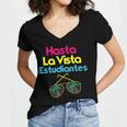 Last Day Of School Spanish Teacher Graduation T-Shirt Women's Jersey Short Sleeve Deep V-Neck Tshirt