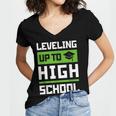 Leveling Up To High School Tee Shirt Gaming Graduation Women's Jersey Short Sleeve Deep V-Neck Tshirt