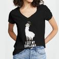 LLama Graduation I Got My Dipllama Cute Llama Women's Jersey Short Sleeve Deep V-Neck Tshirt