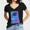 Lofi Reverie Analog Dreams Pixel 90s Desktop VHS Nostalgia Women's Jersey Short Sleeve Deep V-Neck Tshirt
