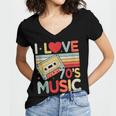 I Love 70's Music Retro Style Nostalgia Cassette 1970s Party Women's Jersey Short Sleeve Deep V-Neck Tshirt