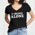 I Love Being Alone Introvert & Anxious Girl Red Heart Women's Jersey Short Sleeve Deep V-Neck Tshirt I Love Being Alone Introvert & Anxious Girl Red Heart Women's Jersey Short Sleeve Deep V-Neck Tshirt
