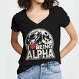 I Love Being Alpha Moonlit Wolf Meme Alpha Introvert Women's Jersey Short Sleeve Deep V-Neck Tshirt I Love Being Alpha Moonlit Wolf Meme Alpha Introvert Women's Jersey Short Sleeve Deep V-Neck Tshirt