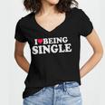 I Love Being Single Red Heart Anxious & Introvert Girl Club Women's Jersey Short Sleeve Deep V-Neck Tshirt