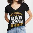 My Lucky Bar Exam Shirt Lawyer Law School Graduation Women's Jersey Short Sleeve Deep V-Neck Tshirt