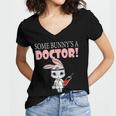 Med School Graduation Bunny Medical New Doctor Women's Jersey Short Sleeve Deep V-Neck Tshirt