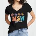 MSW Est 2025 Graduation School Social Worker Shirt Master Women's Jersey Short Sleeve Deep V-Neck Tshirt