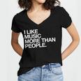 I Like Music More Than People Introvert Musician Women's Jersey Short Sleeve Deep V-Neck Tshirt