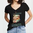 'My Weekend Is All Booked' Reading Book Introvert Librarian Women's Jersey Short Sleeve Deep V-Neck Tshirt