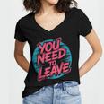 You Need To Leave Introvert Mood Space Women's Jersey Short Sleeve Deep V-Neck Tshirt