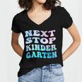 Next Stop Kindergarten Groovy Graduation Last Day Of School Women's Jersey Short Sleeve Deep V-Neck Tshirt