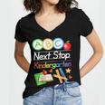 Next Stop Kindergarten Preschool Graduation 2025 Boy Girl Women's Jersey Short Sleeve Deep V-Neck Tshirt