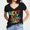 Next Stop Second Grade 1st Grade Graduation Day Kids Women's Jersey Short Sleeve Deep V-Neck Tshirt