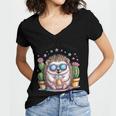 I Am Not a Hugger Introvert Hedgehog With Cactus Women's Jersey Short Sleeve Deep V-Neck Tshirt