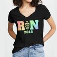Nurse Graduation Shirt RN Est 2018 Rainbow Tshirt Women's Jersey Short Sleeve Deep V-Neck Tshirt