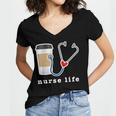 Nurse Life Graphic Nursing School Graduation Women's Jersey Short Sleeve Deep V-Neck Tshirt