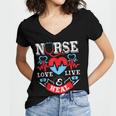 Nurse Live Love Heal Graduation Appreciation Valentines Day Women's Jersey Short Sleeve Deep V-Neck Tshirt