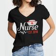 Nurse Nursing School Graduation Est 2018 Shirt Women's Jersey Short Sleeve Deep V-Neck Tshirt