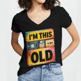 Im This Old Retro 80s 90s VHS Cassette Floppy Disk Nostalgia Women's Jersey Short Sleeve Deep V-Neck Tshirt Im This Old Retro 80s 90s VHS Cassette Floppy Disk Nostalgia Women's Jersey Short Sleeve Deep V-Neck Tshirt
