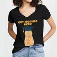 Orange Tabby Cat Graduation Distressed Shirt For Grads For Men Women Girls Kids Women's Jersey Short Sleeve Deep V-Neck Tshirt