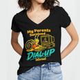My Parents Survived Dial Up Internet Nostalgia 90s Women's Jersey Short Sleeve Deep V-Neck Tshirt